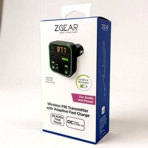 ZGear Wireless FM Transmitter with Adaptive Fast Charge 30 Watts Total Power